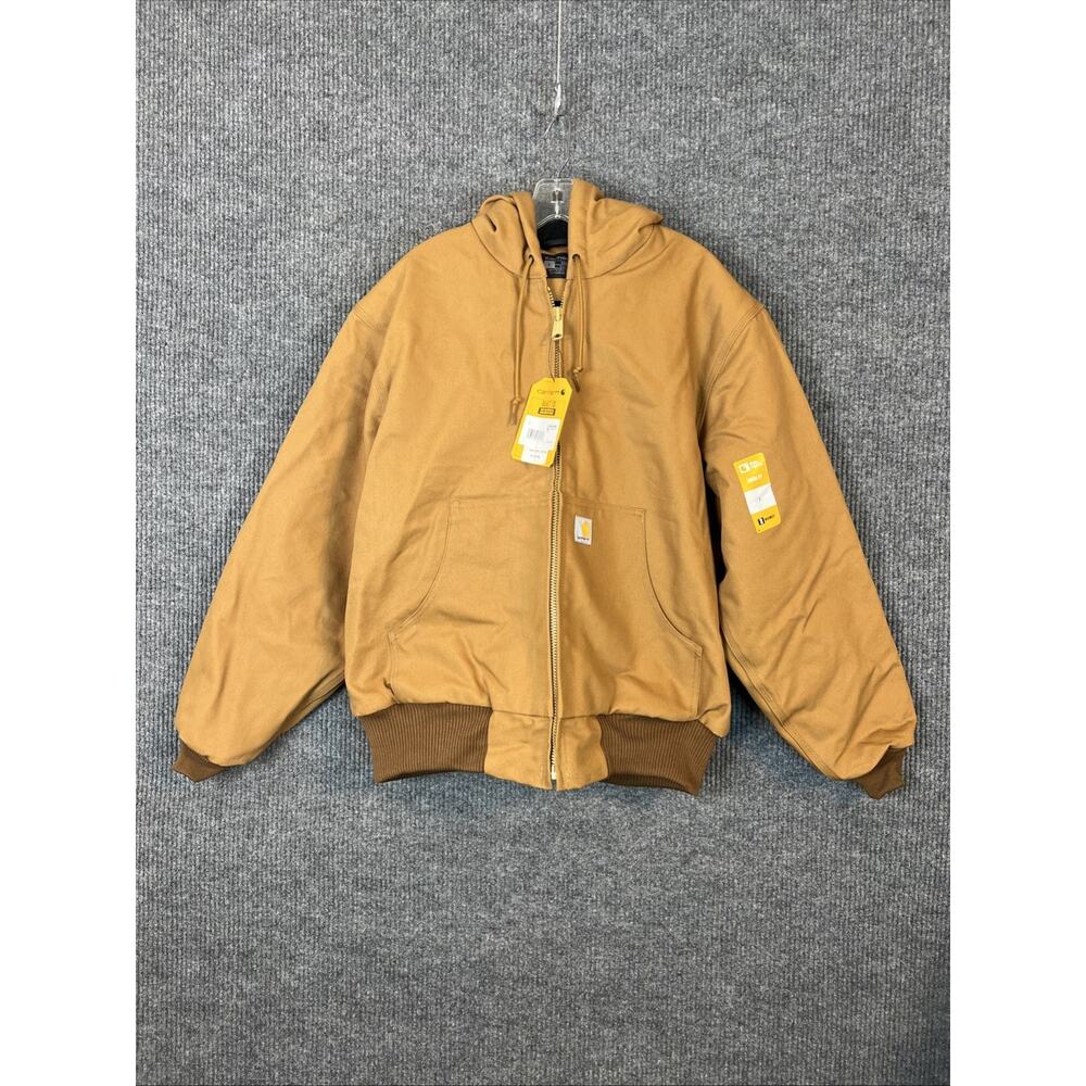 Carhartt Mens Iconic J140 Firm Duck Flannel Lined Active Jacket Brown Size Large - Picture 1 of 10